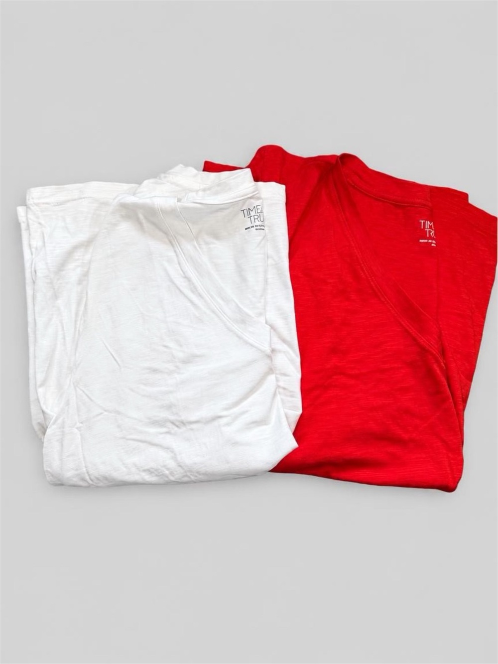 NWT 2 Time and Tru Women’s V-Neck Tees - White & Red - XXXL